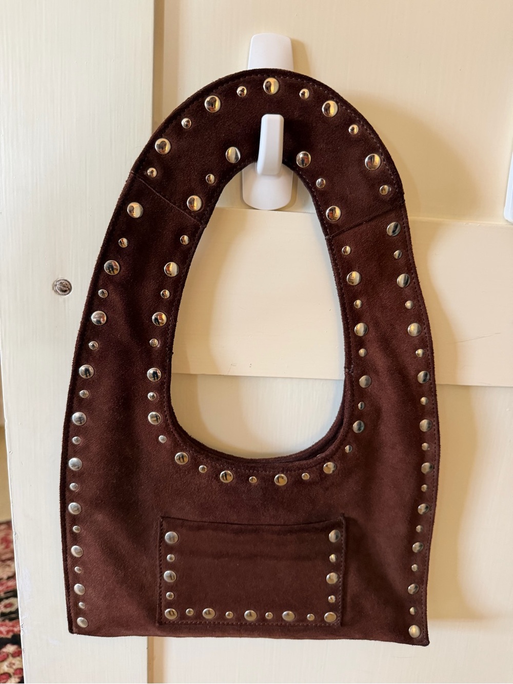 Brown Suede Studded Purse - GIMAGUAS Mini Franca Bag